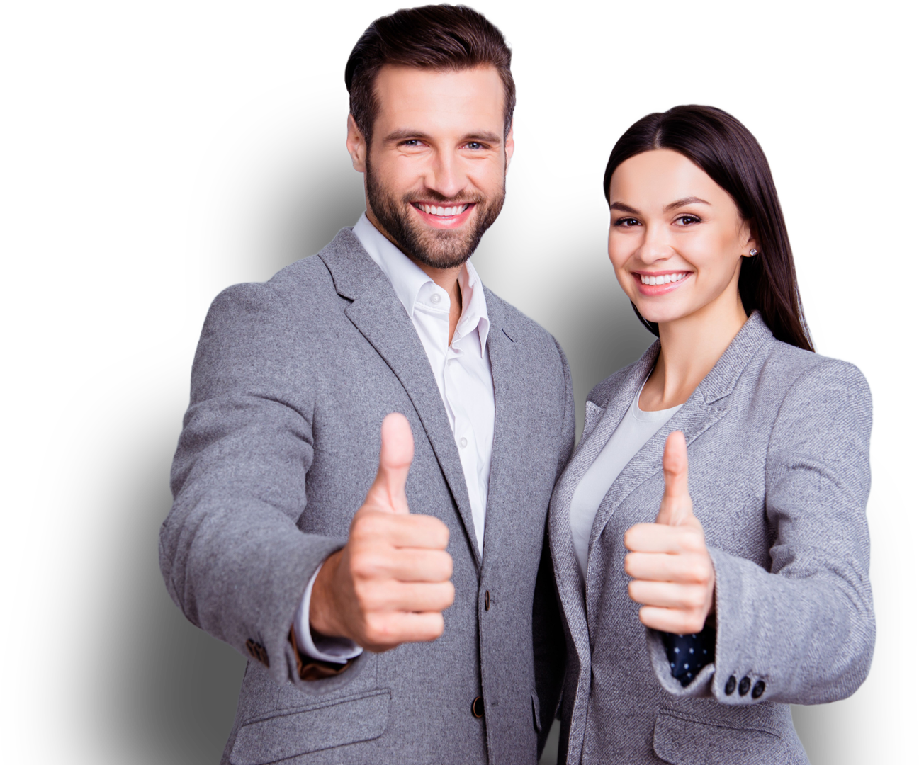 business people showing thumbs up a